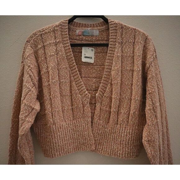 Free People Beach OB1464944 Women's Sz M Rust Red Declan Sweater Cardigan - Picture 4 of 6